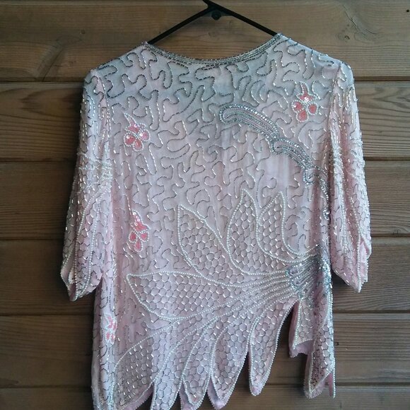 Vtg 1980s Petal Pink Trophy Top, by Tan Chho S/M - Picture 2 of 7